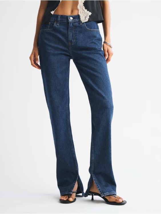 Abercrombie & Fitch Mid Rise 90s Straight Split Hem Jeans 30 Regular Preppy